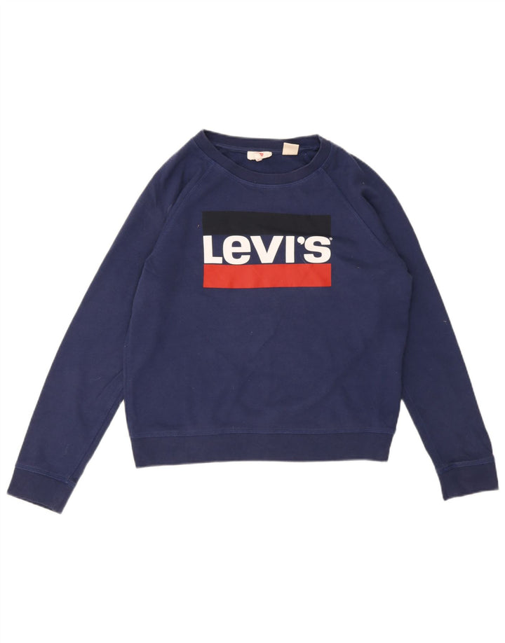 Moletom gráfico feminino Levi's Jumper UK 14 médio azul marinho algodão