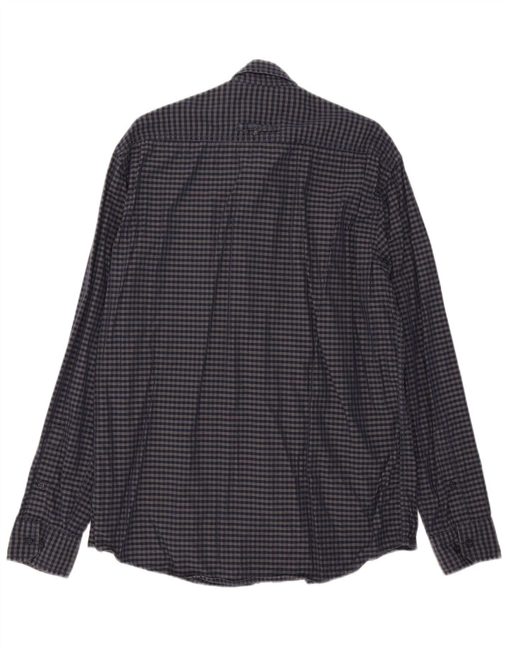 Camisa masculina Camel Active de ajuste regular, algodão guingão azul marinho médio