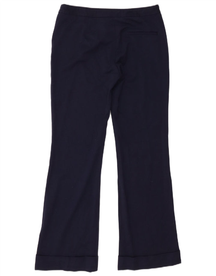 Calça casual feminina Zara Bootcut médio W28 L30 azul marinho poliéster
