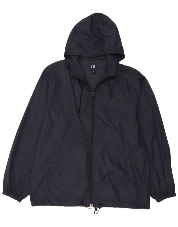 Jaqueta de chuva masculina com capuz Gap UK 40 grande nylon azul marinho