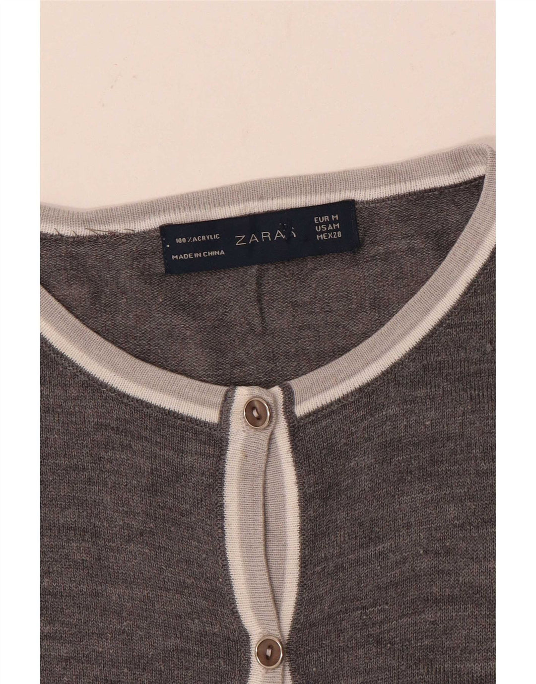 Suéter cardigã feminino Zara UK 14 cinza médio acrílico