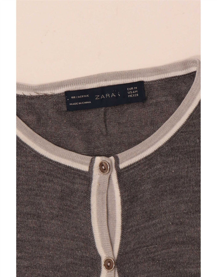 Suéter cardigã feminino Zara UK 14 cinza médio acrílico