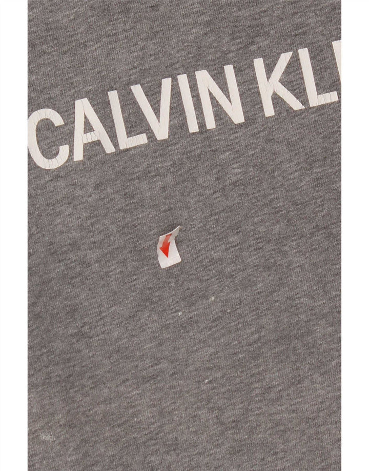 Calvin Klein Jeans Masculino moletom gráfico jumper pequeno algodão cinza