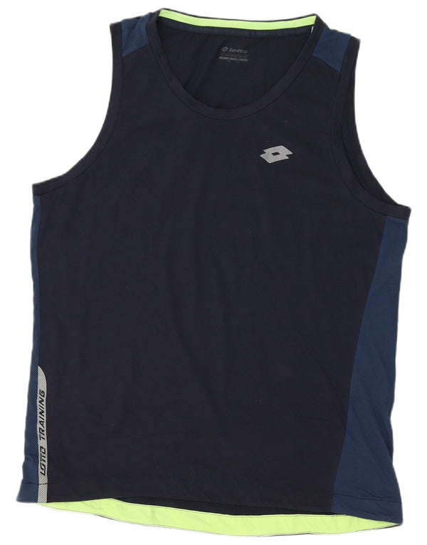 Top colete masculino Lotto XL azul marinho algodão colorblock