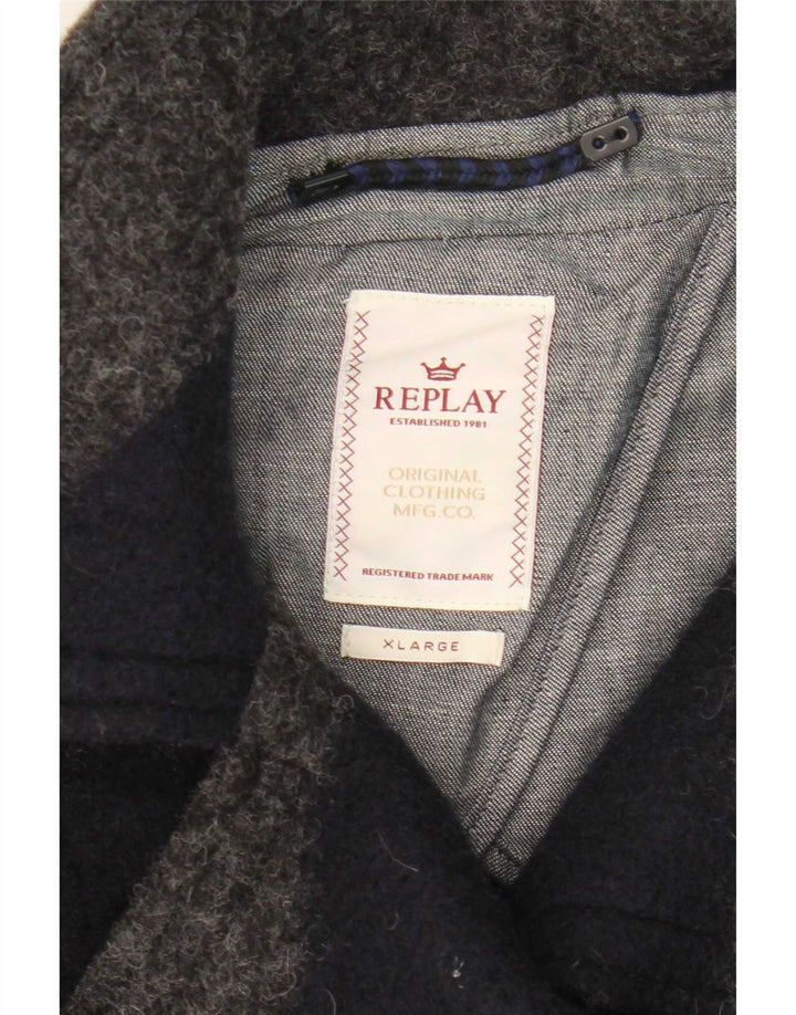 Casaco feminino Replay Pea UK 18 XL lã listrada cinza