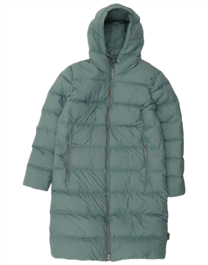 Casaco acolchoado com capuz grande Jack Wolfskin feminino Reino Unido 10/12 verde médio