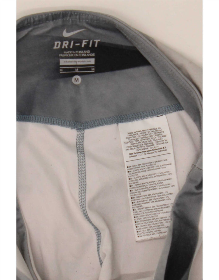 Leggings Nike Dri Fit Feminino UK 12 Poliéster Geométrico Cinza Médio