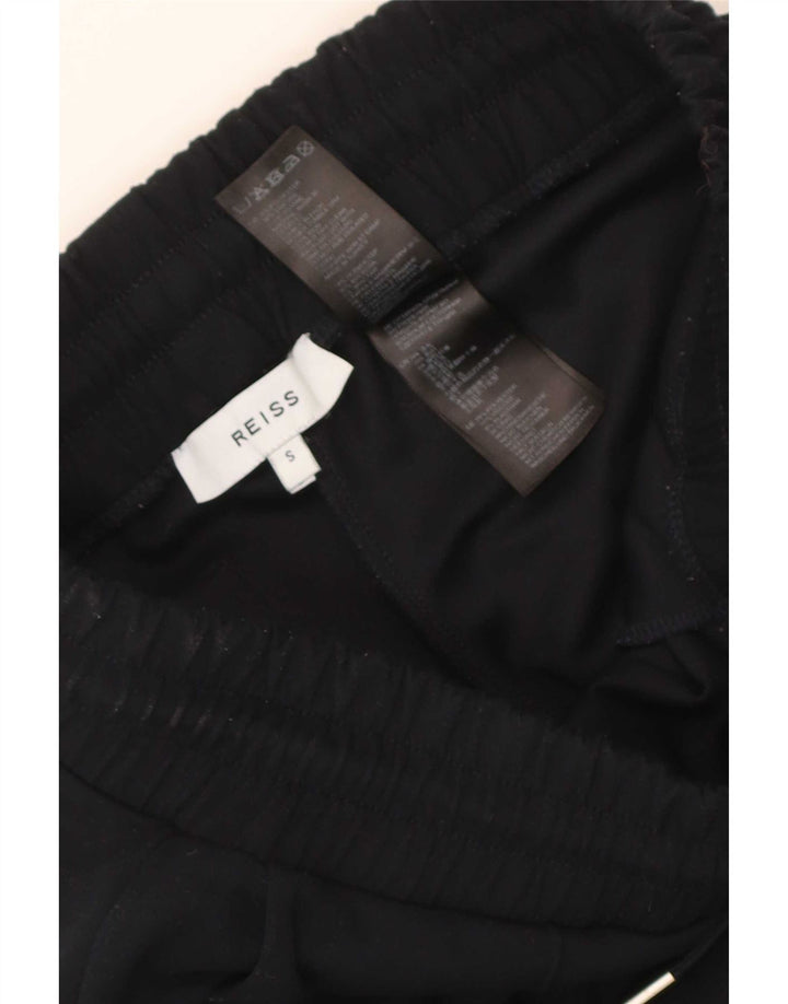 Calça de treino feminina Reiss com perna larga UK 10 poliéster preto pequeno