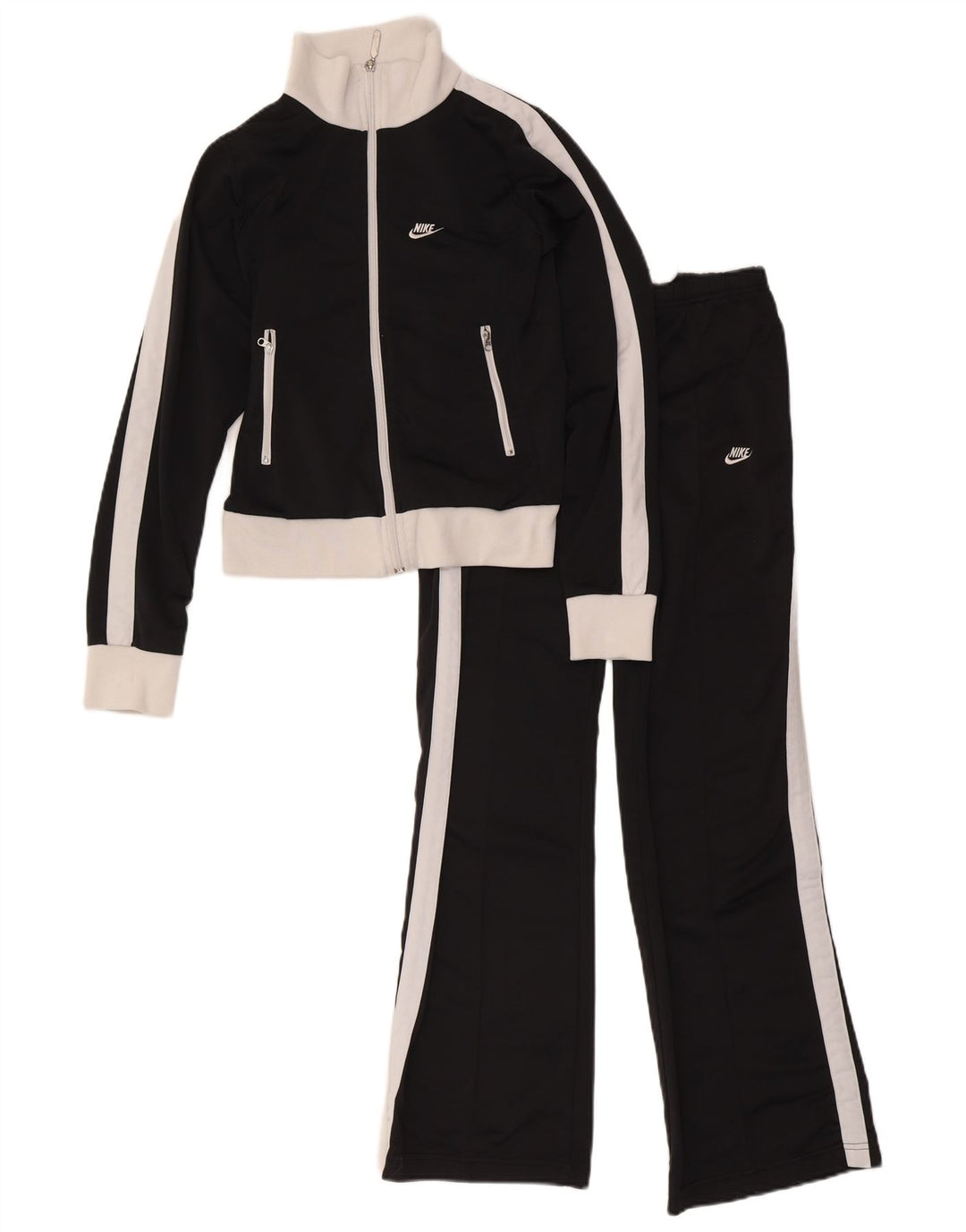 Nike Womens Full Tracksuit UK 8/10 Pequeno Preto Colourblock Poliéster