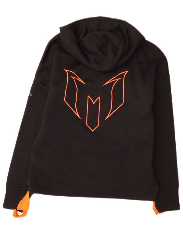 Adidas Meninos MESSI Graphic Hoodie Jumper 11-12 Anos Preto Colorblock