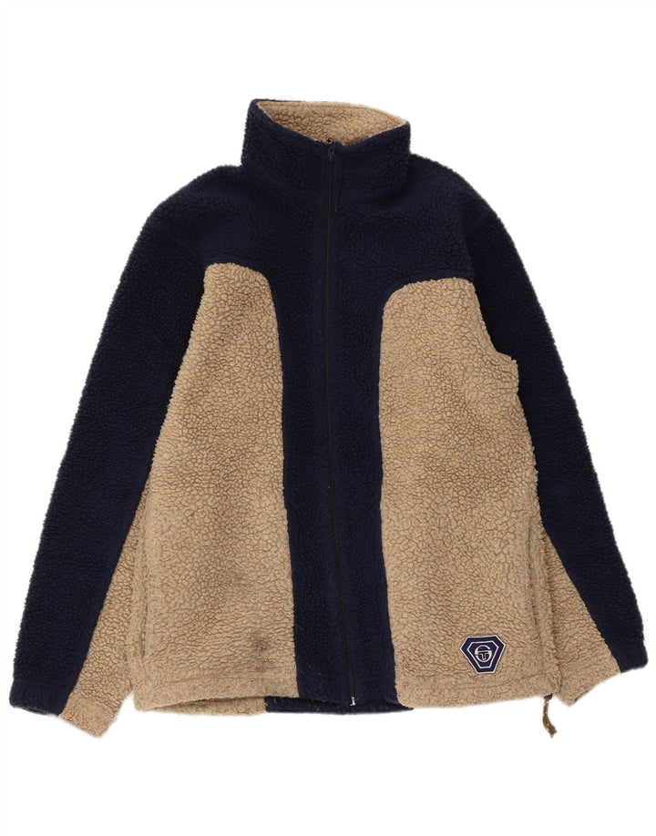 Jaqueta de lã masculina Sergio Tacchini Reino Unido 38 bloco colorido azul médio