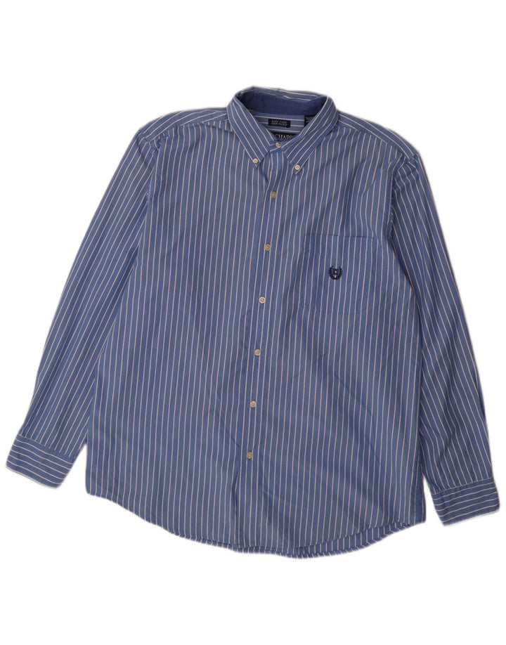 Camisa masculina Chaps grande algodão listrado azul