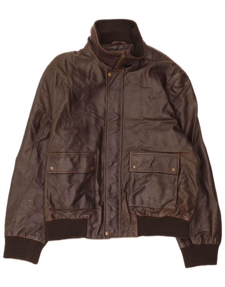 Jaqueta de couro masculina Dockers UK 40 grande marrom