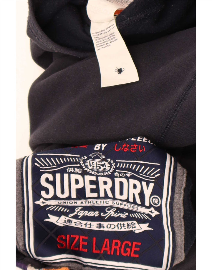 Suéter Superdry masculino com gola redonda e botão grande de algodão preto
