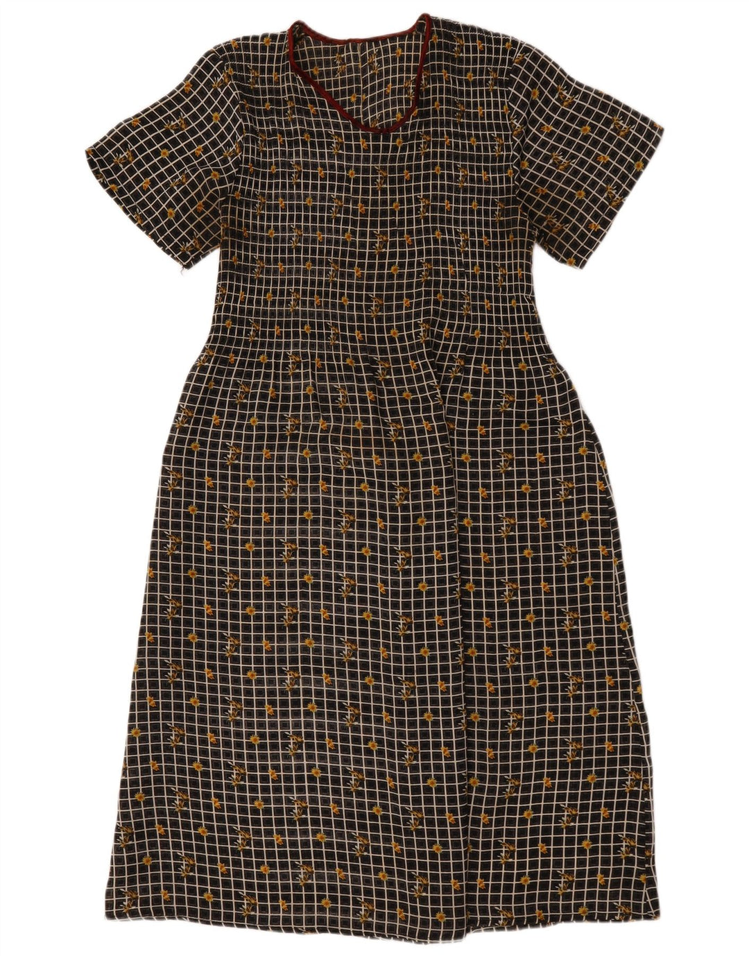 Vestido maxi feminino vintage UK 14 médio preto floral