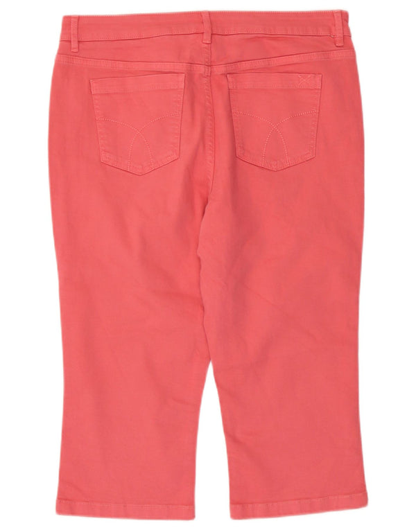 Calça capri reta feminina Crew Clothing UK 14 grande W34 L19 rosa