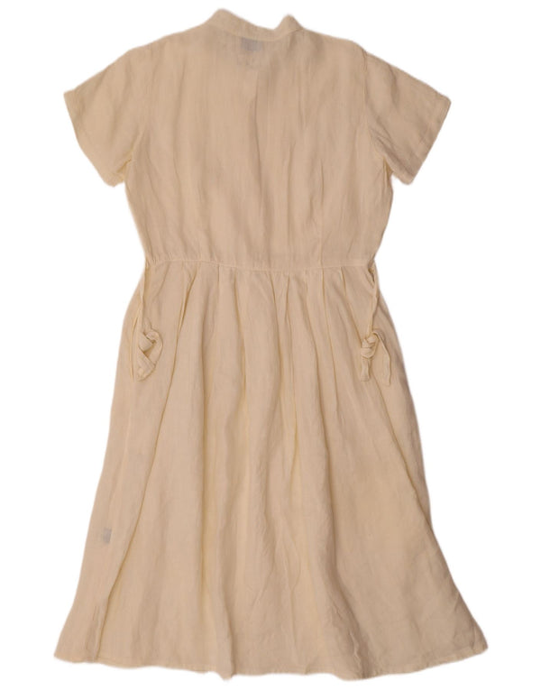 Vestido camisa feminino vintage de mangas curtas Reino Unido 10 pequeno linho branco