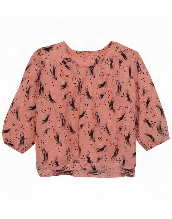 Blusa feminina vintage manga 3/4 UK 16 grande rosa floral