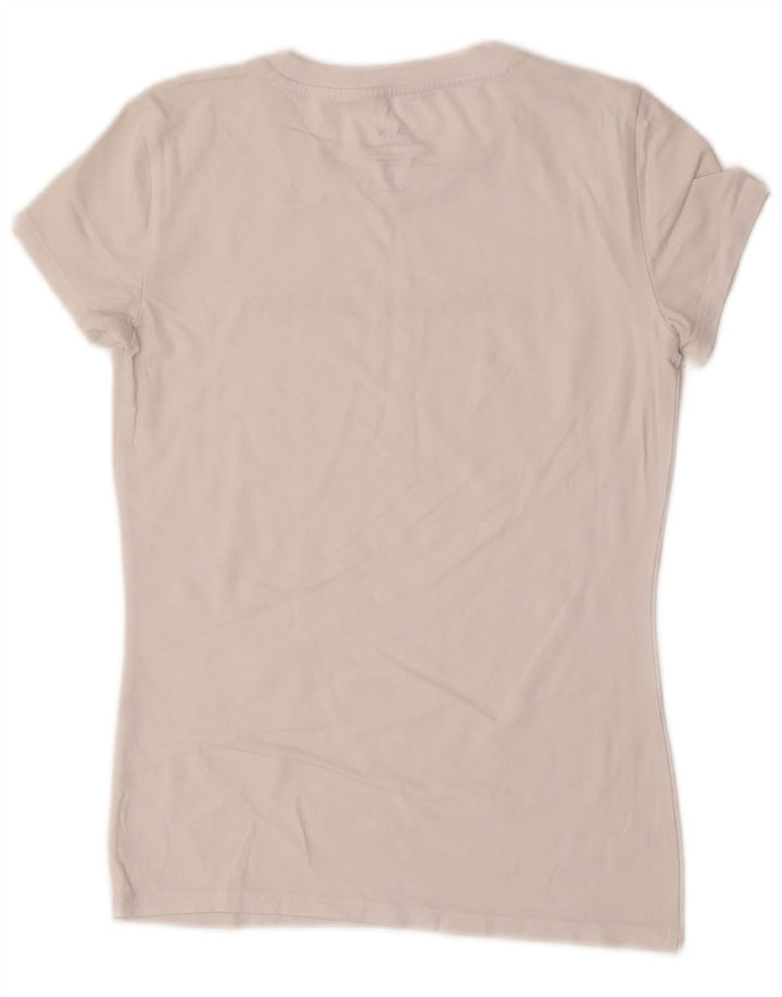 Camiseta feminina gráfica Armani Exchange Top UK 10 pequena branca
