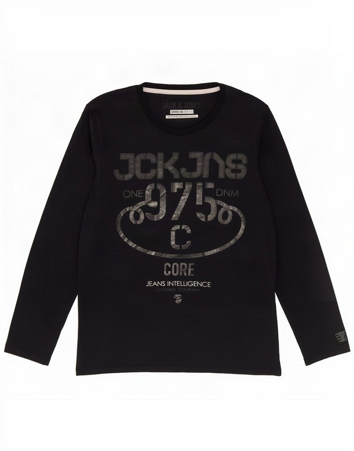 Top gráfico masculino Jack & Jones manga comprida grande azul marinho