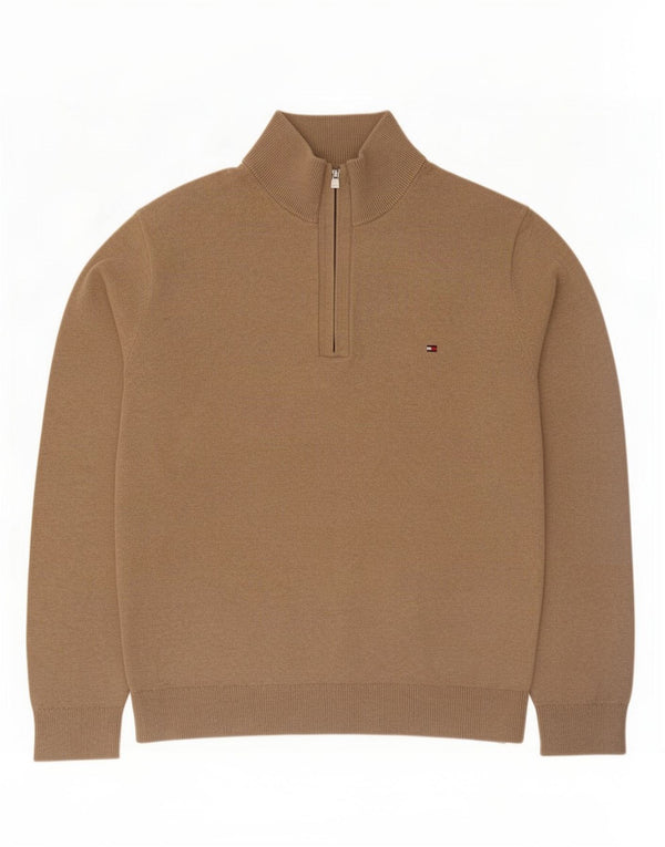 Suéter masculino Tommy Hilfiger com zíper e gola 2XL algodão bege