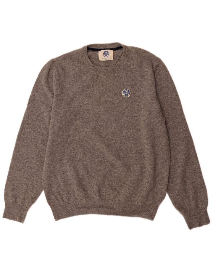 Suéter masculino North Sails com gola redonda, grande lã cinza