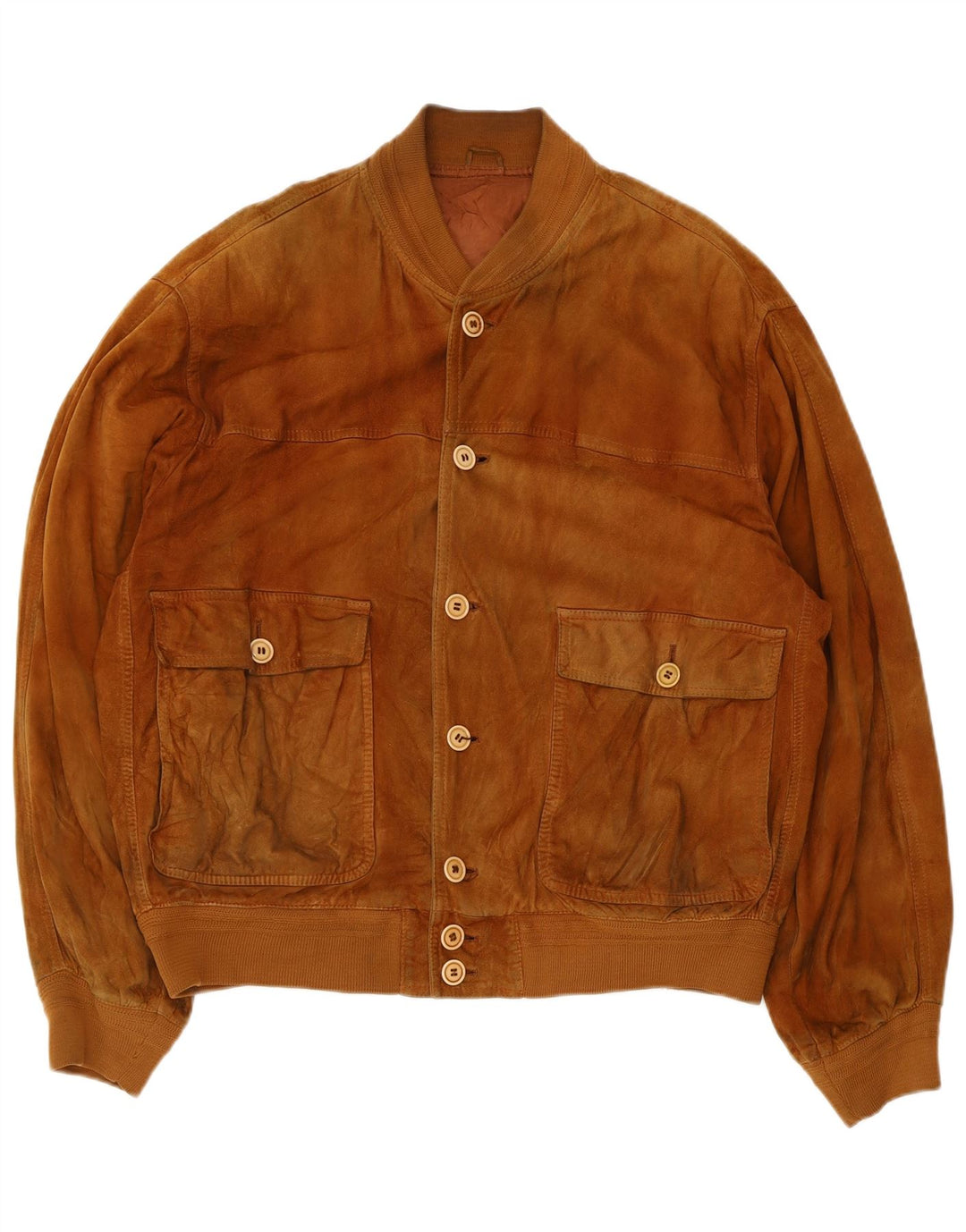 Jaqueta bomber masculina de camurça Forester UK 40 couro bege grande