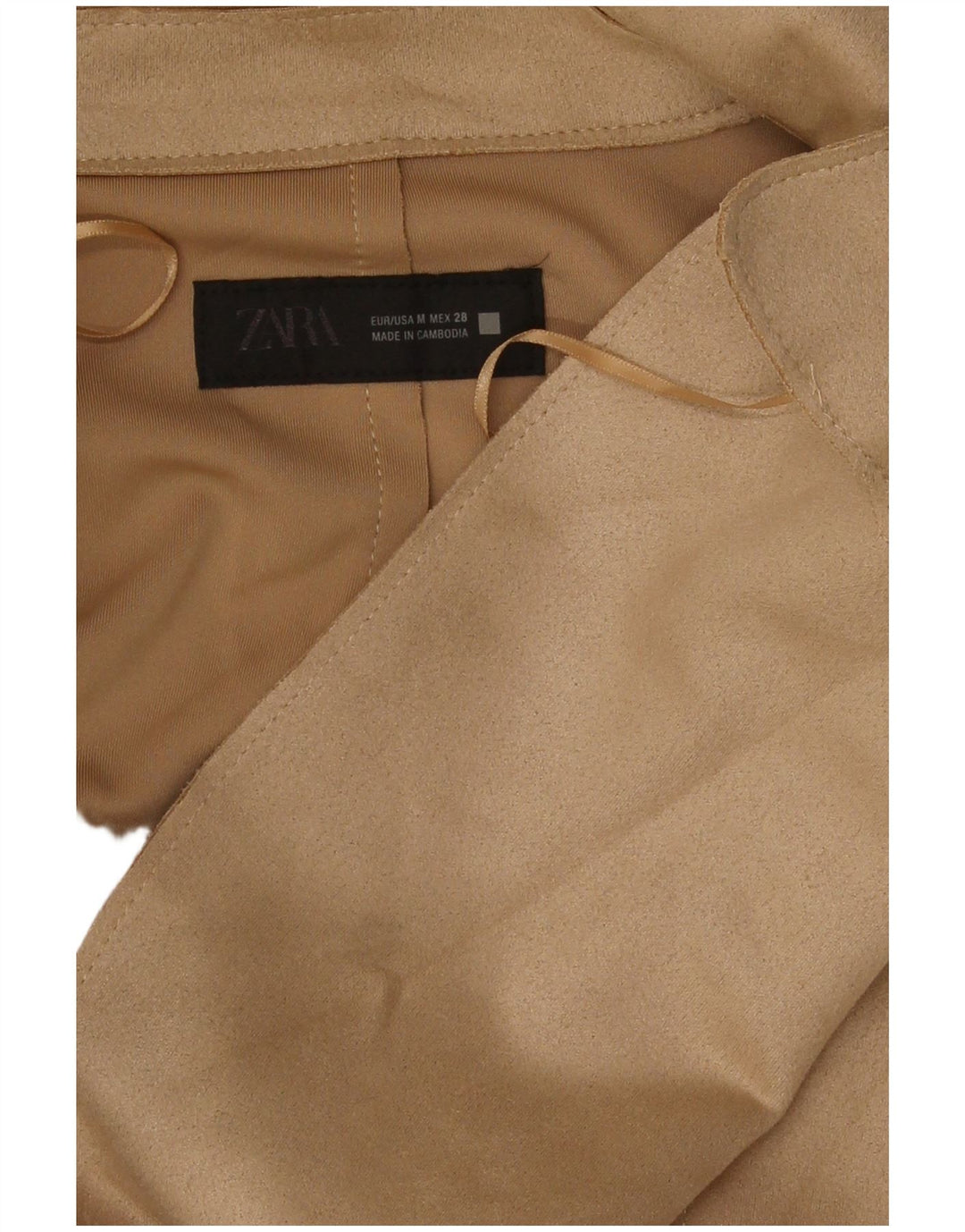 Zara Womens Trench Coat UK 14 Médio Bege Poliéster