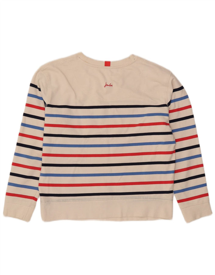 Joules moletom feminino oversized jumper UK 8 pequeno algodão listrado branco
