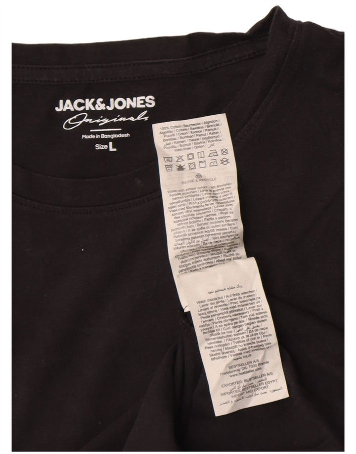 Camiseta masculina Jack & Jones grande algodão preto