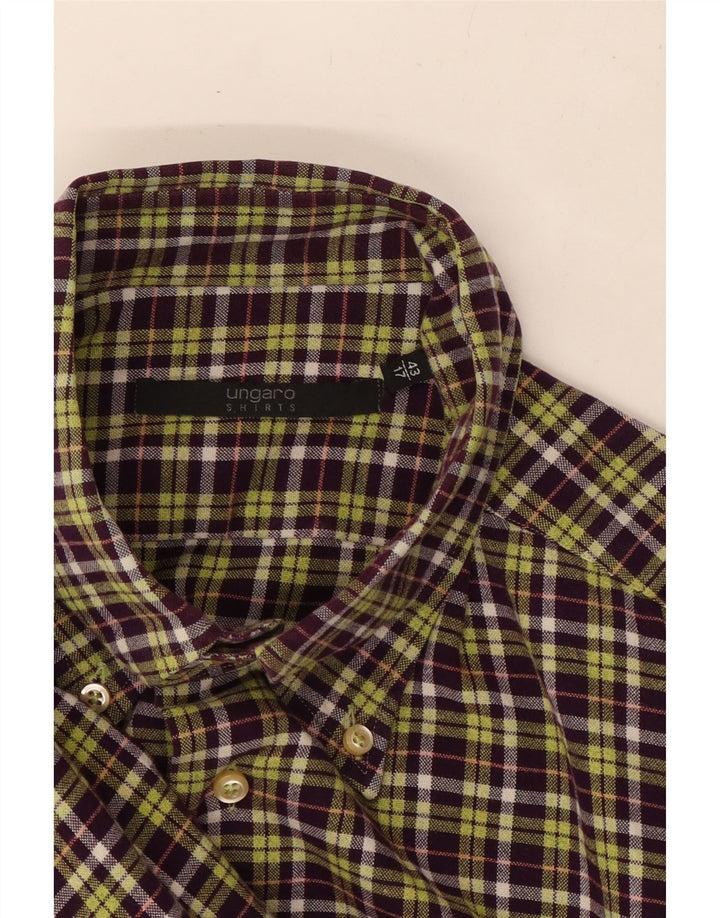 Camisa masculina UNGARO tamanho 43 17 XL xadrez roxo