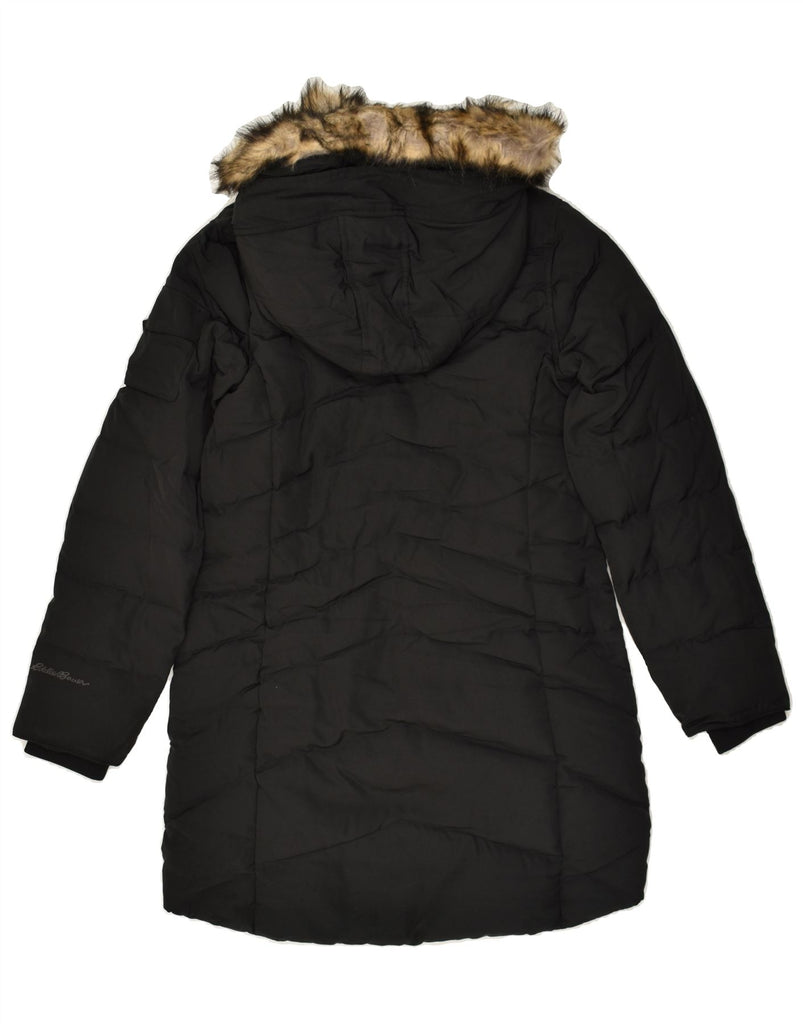 EDDIE BAUER Womens Hooded Padded Coat UK 10 Small Black Polyester | Vintage Eddie Bauer | Thrift | Second-Hand Eddie Bauer | Used Clothing | Messina Hembry 