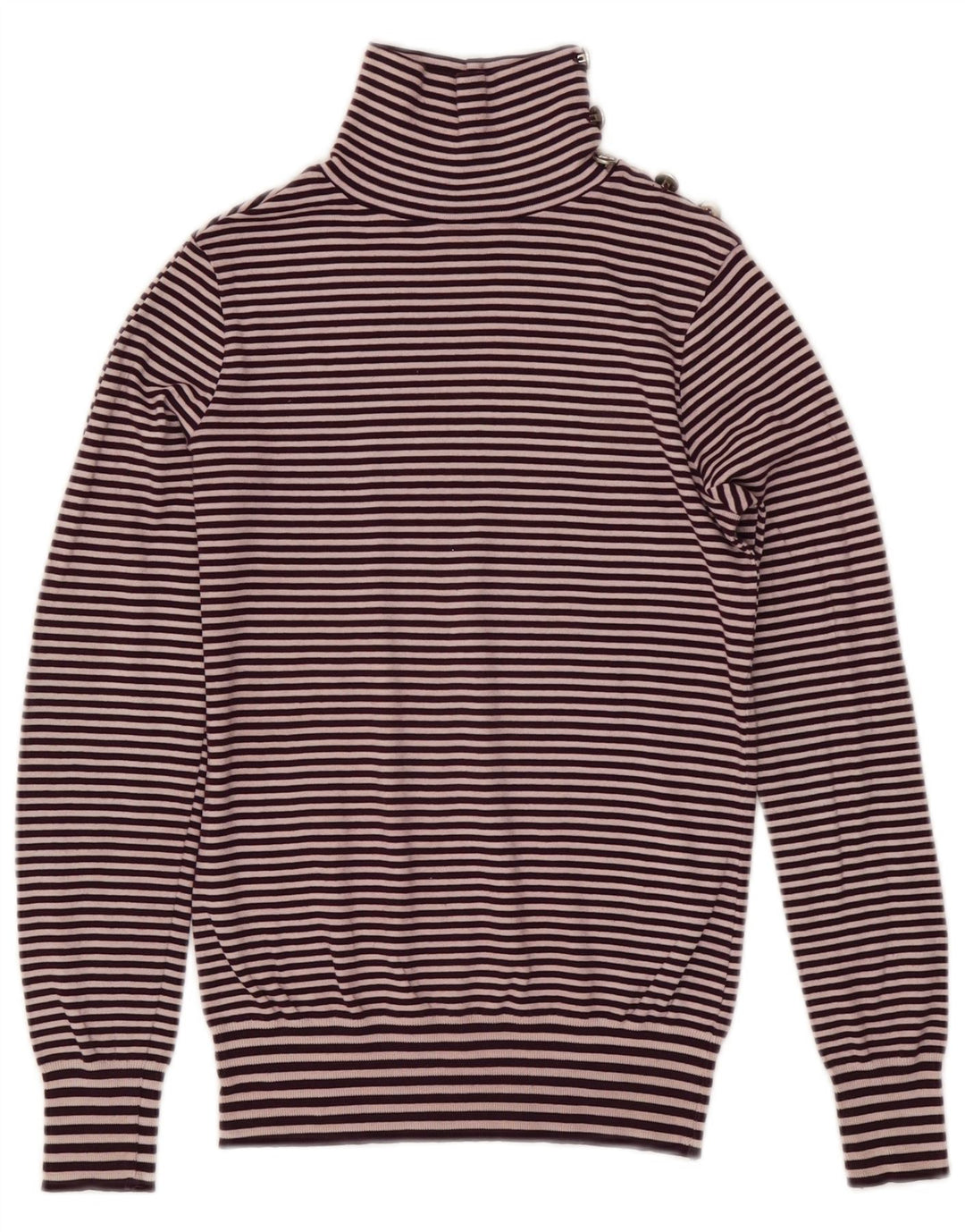 Suéter feminino Massimo Dutti com gola redonda e gola redonda, listrado roxo médio, Reino Unido 12