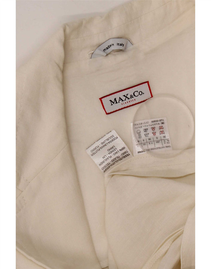 Jaqueta blazer feminina de 3 botões Max & Co. Reino Unido 8 linho branco pequeno