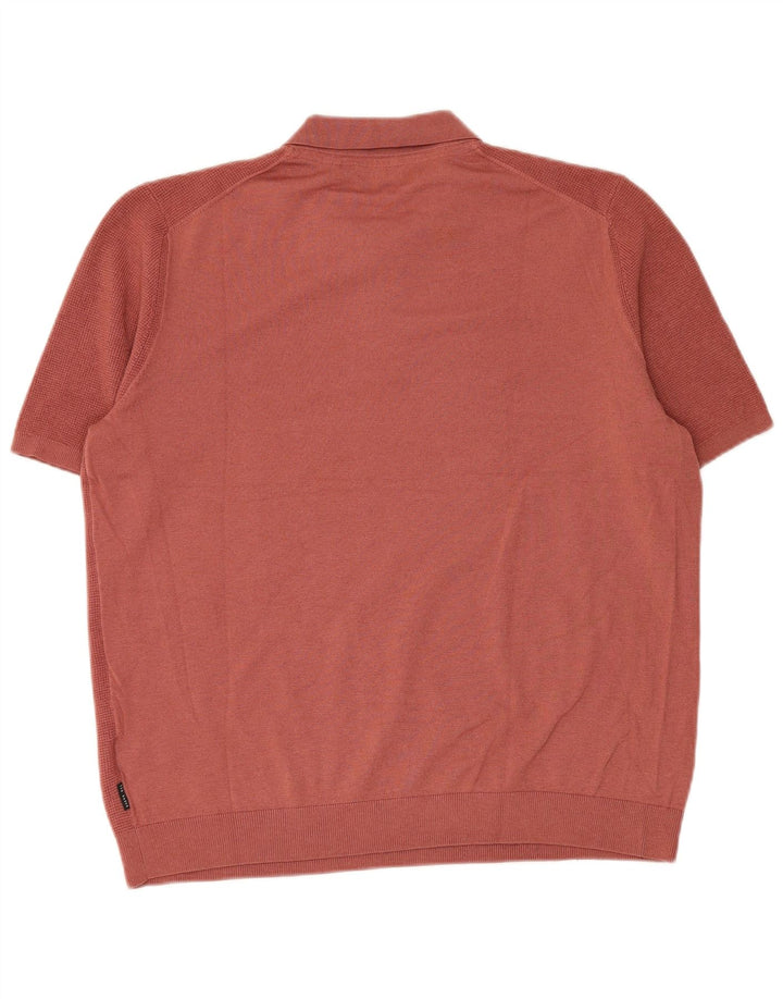 Camisa polo masculina Ted Baker tamanho 6 2XL poliéster vermelho