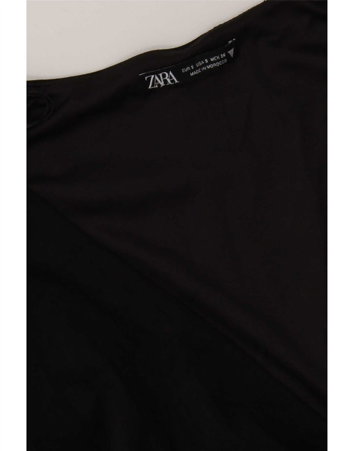 Vestido feminino Zara de manga comprida Reino Unido 10 pequeno preto