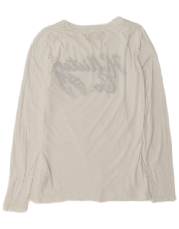 Top gráfico feminino Hollister manga comprida Reino Unido 10 algodão branco pequeno
