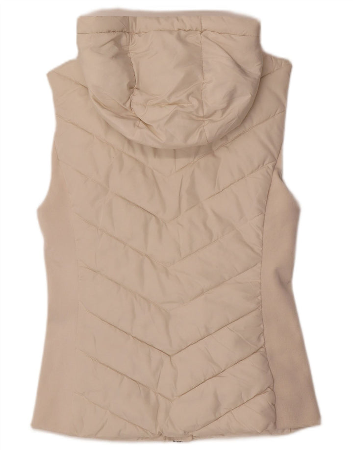 Colete acolchoado com capuz feminino Zara UK 12 poliéster branco médio