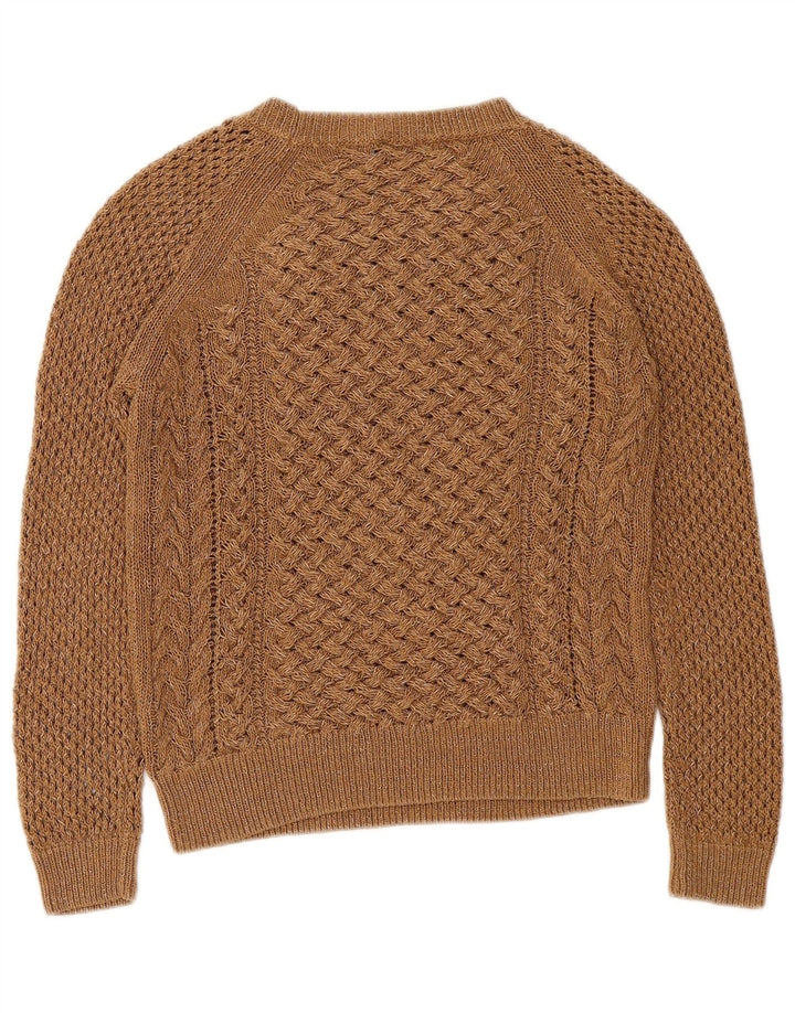Suéter feminino Massimo Dutti com gola canoa Reino Unido 10 pequeno marrom