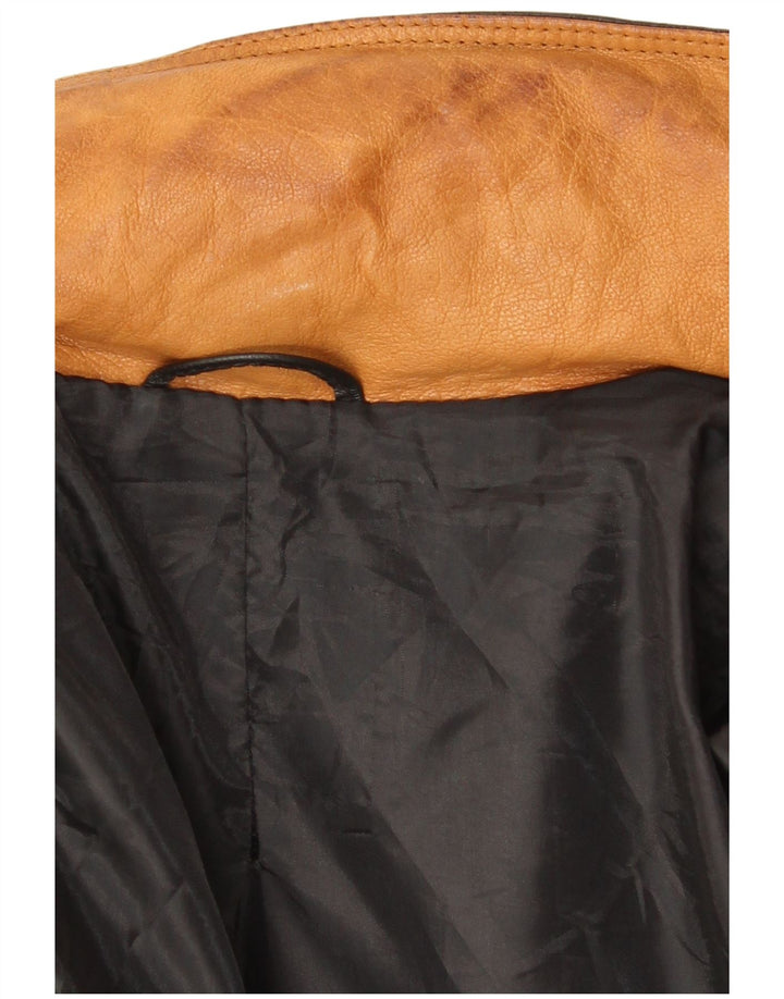 Jaqueta de couro masculina vintage com capuz Reino Unido 40 couro preto grande