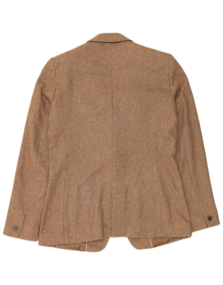 Jaqueta blazer feminina Massimo Dutti com 1 botão Reino Unido 12 médio bege