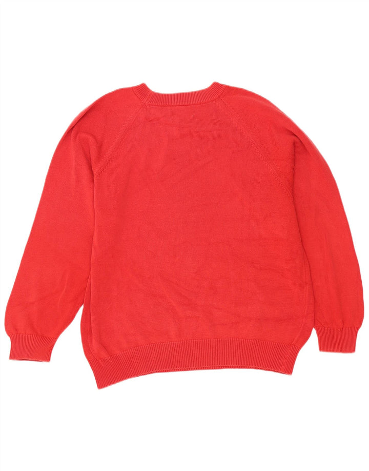 Suéter masculino Benetton com gola redonda, algodão vermelho médio