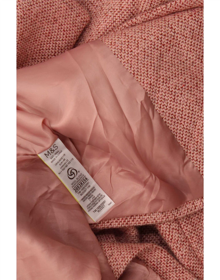Casaco feminino Marks & Spencer com peito duplo Reino Unido 16 grande poliéster rosa
