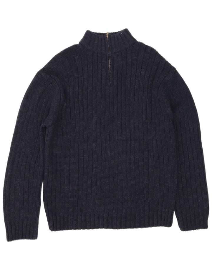 Suéter masculino Marks & Spencer com zíper e gola 2XL azul marinho acrílico