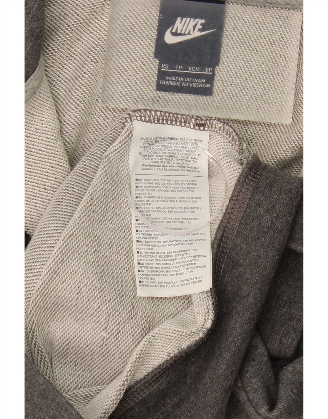 NIKE Womens Zip Hoodie Sweater UK 6 XS Grey Cotton Vintage Nike and Second-Hand Nike from Messina Hembry 