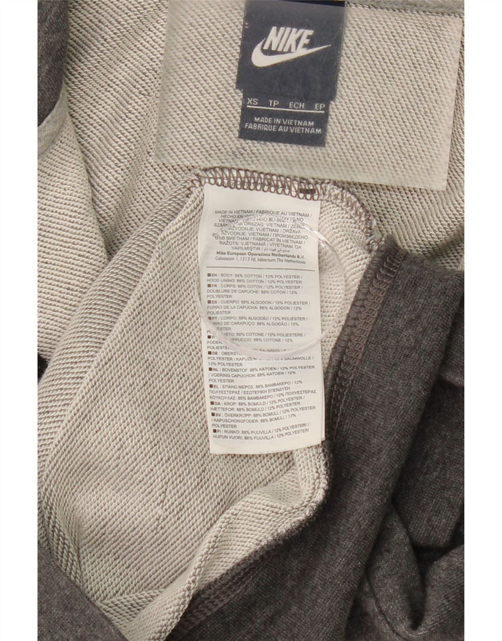 NIKE Womens Zip Hoodie Sweater UK 6 XS Grey Cotton Vintage Nike and Second-Hand Nike from Messina Hembry 