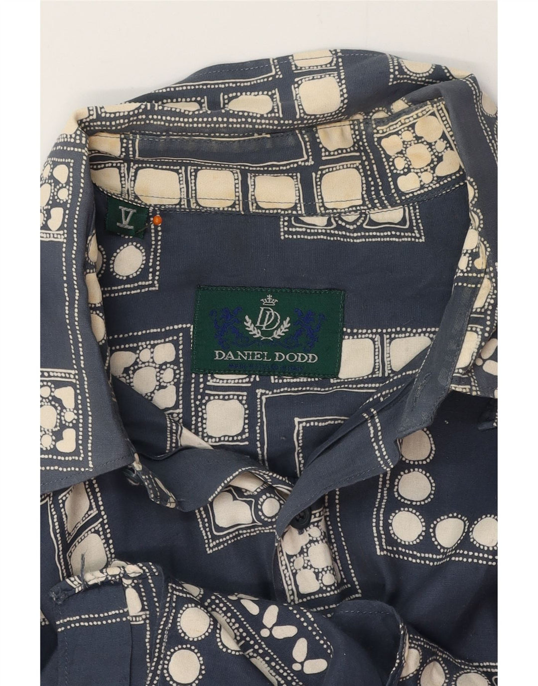 Camisa masculina VINTAGE grande azul marinho geométrica