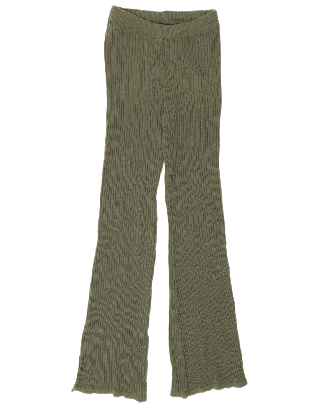 Zara Womens Knit Flare Leggings Reino Unido 12 Poliéster Verde Médio