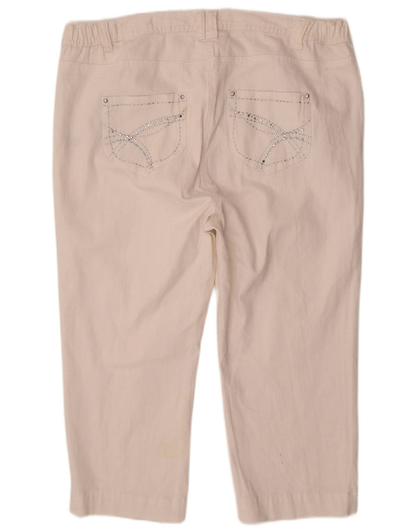 Calça jeans feminina M&Co cintura alta reta capri Reino Unido 22 3XL W44 L22 algodão branco