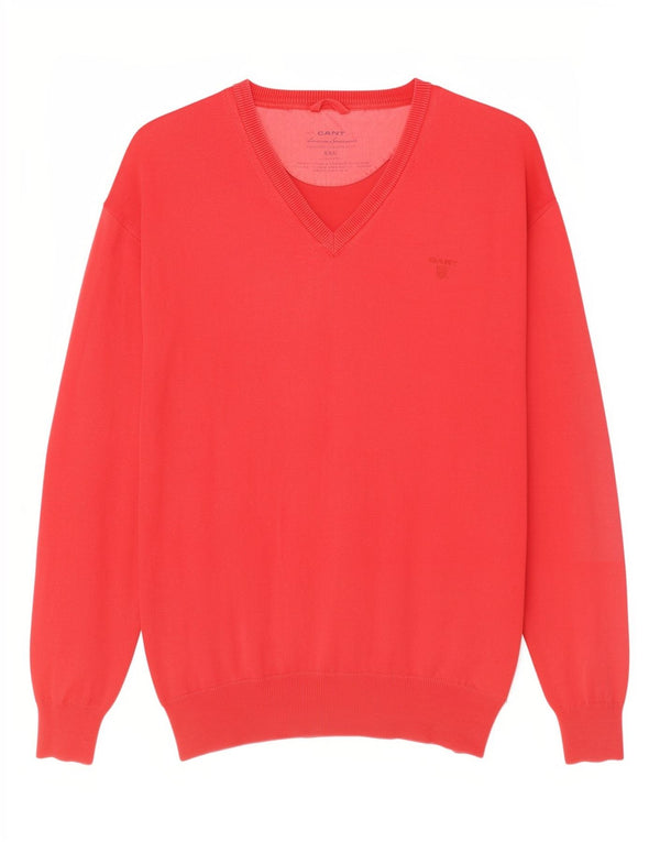 Suéter masculino Gant com decote em V 2XL algodão vermelho
